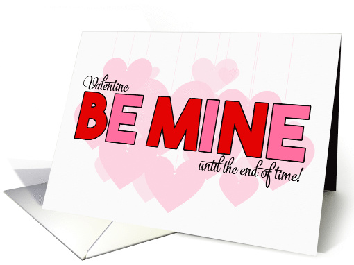 Be Mine Valentine in Red and Pink with Scattered Hearts on White card