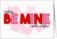 Be Mine Valentine in Red and Pink with Scattered Hearts on White card