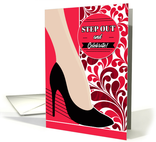 Birthday for Her Caucasian Woman's Leg with Bold Pink and Red card