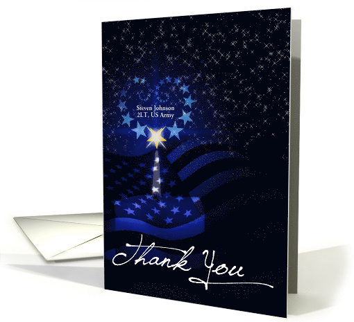 Sympathy Thank You American Flag with Candle and Heart Custom card