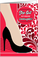 Goddaughter’s Birthday Woman’s Leg with Bold Pink and Red card