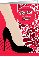 Mom’s Birthday Woman’s Leg with Bold Pink and Red card