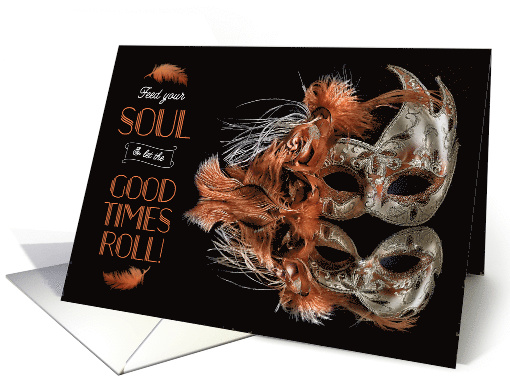 Mardi Gras Carnival Mask with Feathers in Bronze and... (1558084)