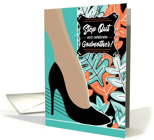 for Godmother's Birthday Asian Woman's Leg Tropical Leaves card