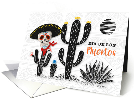 Dia De Los Muertos Day of the Dead Skull and Cactus Celebration card