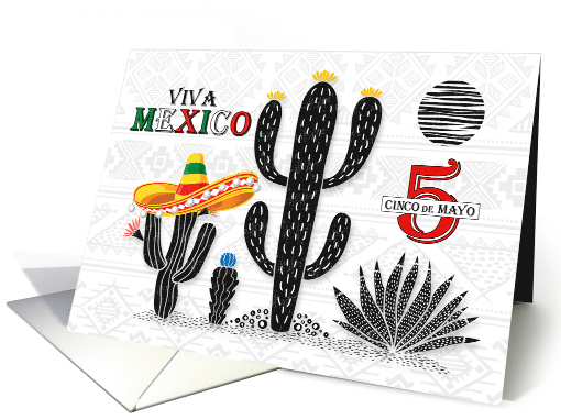 Cinco de Mayo Party Viva Mexico with Cactus and Sombrero card