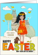 for Young Female Cousin on Easter Asian American Girl and Bunny card