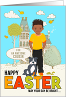 for Young Male Cousin Easter Latin American Boy with Puppy Dog card