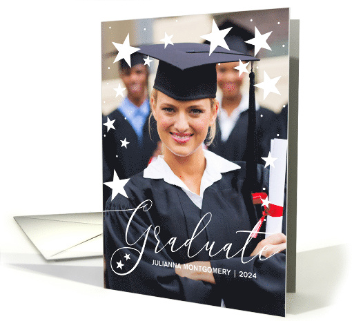 Graduation Announcement with Stars Graduate Photo card (1563846)