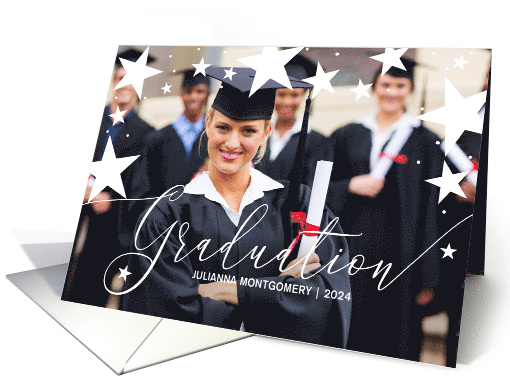 Graduation Announcement with Stars Graduate Photo card (1563854)
