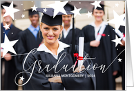 Graduation Announcement with Stars Graduate Photo card