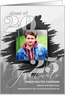 Graduation Announcement Masculine Greyscale Year and Photo card