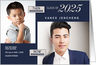 Graduation Announcement Blue Then and Now 2 Photo 2025 card