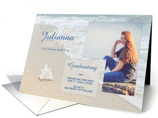 Graduation Announcement Beach Theme Custom Photo 2023 card (1563992)