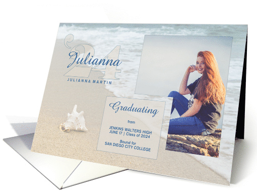 Graduation Announcement Beach Theme Custom Photo 2024 card (1563992)