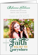 Graduation Announcement Religious Christian Theme Green 2024 card