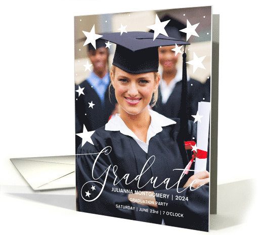 Graduation Party with Stars Graduate Photo card (1564284)