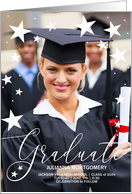 Graduation Ceremony Invite with Stars Graduate Photo card