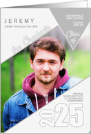 Graduation Announcement Geometric Shapes Gray and White Photo card