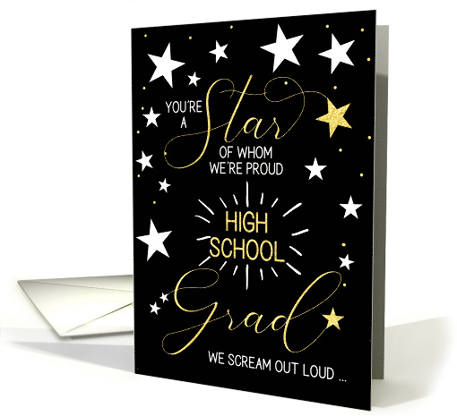 High School Graduation Black Gold and White Stars... (1564432)