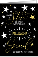 Fellowship Graduate Black Gold and White Stars Typography card