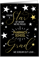 Pharmacology Graduate Black Gold and White Stars Typography card