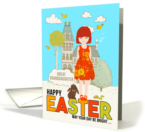 for Young Great Granddaughter on Easter Redhead with Freckles card