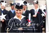 Graduation Ceremony Invite with Stars Graduate Photo card