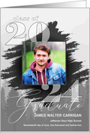 Graduation Party Masculine Greyscale Mountains Year and Photo card