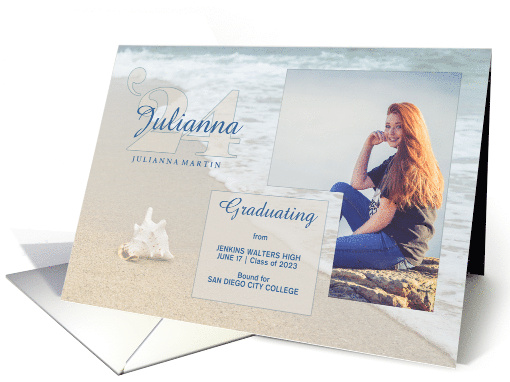 Graduation Commencement Ceremony Beach Theme Custom Photo card