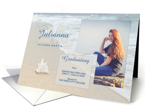 Graduation Party Beach Theme Custom Photo 2025 card (1564936)