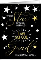 Law School Graduate Black Gold and White Stars Typography Theme card
