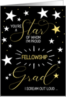 Fellowship Graduate Black Gold and White Stars Typography card