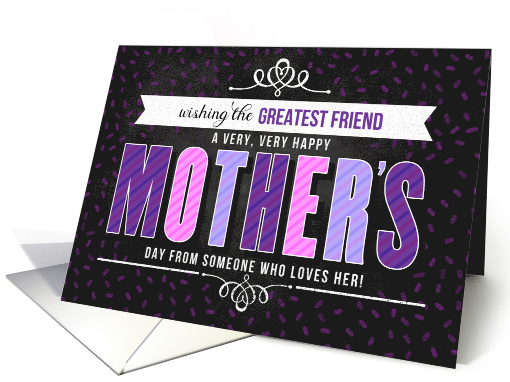For Friend on Mother's Day in Purple Typography card (1567432)