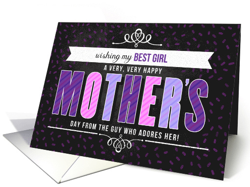 For Girlfriend on Mother's Day in Purple Typography card (1567496)