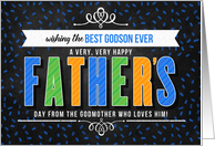 for Godson from Godmother on Father’s Day in Blue Typography card