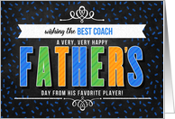 for Coach on Father’s Day in Blue Typography Chalkboard Theme card