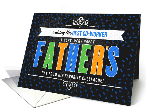 for Co-Worker on Father's Day in Blue Typography Chalkboard Theme card