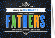 for Boss on Father’s Day in Blue Typography Chalkboard Theme card