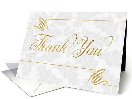 Thank You Faux Gold Leaf on Silvery Damask Blank Inside card (1569524)