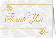 Thank You Faux Gold Leaf on Silvery Damask Blank Inside card