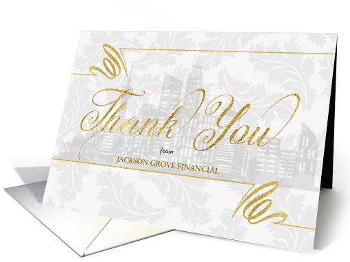 Financial Themed Business Thank You Faux Gold Leaf Custom Blank card