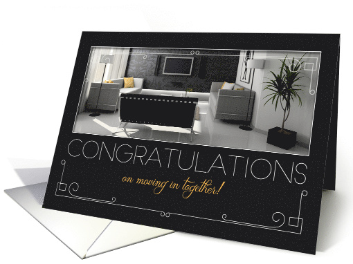 Congratulations on Moving in Together Modern Interior Charcoal card