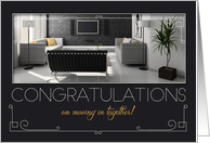 Congratulations on Moving in Together Modern Interior Charcoal card