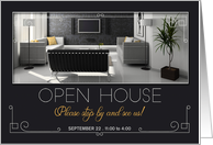 Open House Modern Interior Charcoal and Yellow Custom Date card