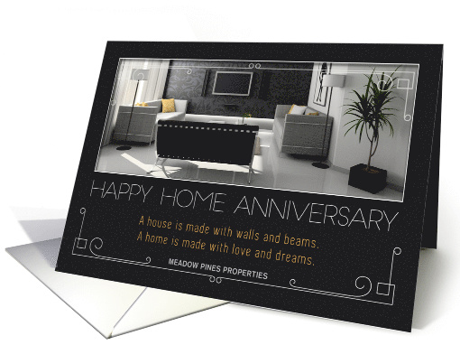 Home Anniversary from Real Estate Modern Interior Charcoal Custom card