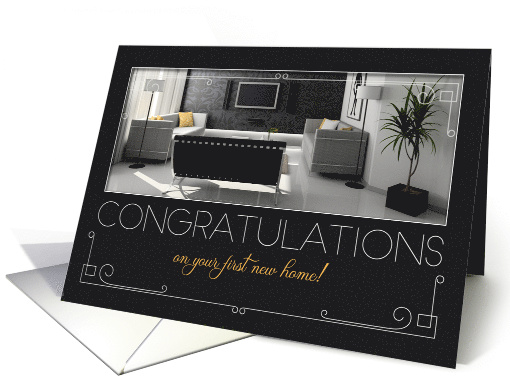 1st New Home Congratulation Modern Interior Charcoal card (1570598)