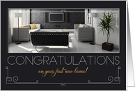 1st New Home Congratulation Modern Interior Charcoal card