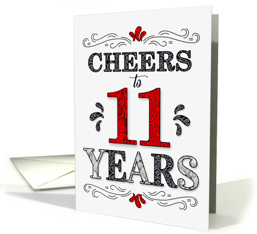 11th Birthday Cheers in Red White and Black Patterns card (1571634)