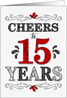 15th Birthday Cheers in Red White and Black Patterns card